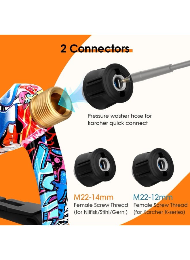YelaJoy Short Pressure Washer Gun, 5 Spray Nozzles & 2 Hose Connectors – 4000PSI Power Washer Trigger Gun, M22-14mm Inlet to 1/4” Quick Connector - Image 2